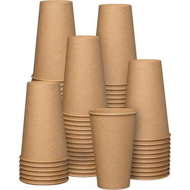 GUSTO 16 Oz Kraft Paper Cups Disposable Coffee Cups Unbleached, 100-Pack