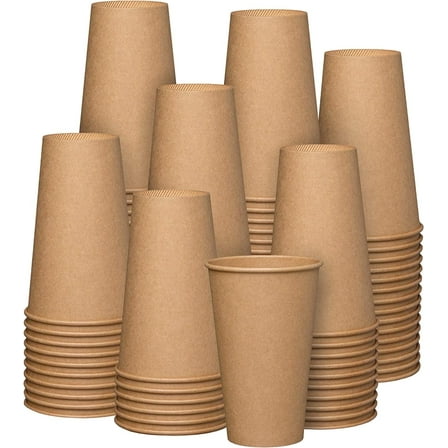 GUSTO 16 Oz Kraft Paper Cups Disposable Coffee Cups Unbleached, 200-Pack