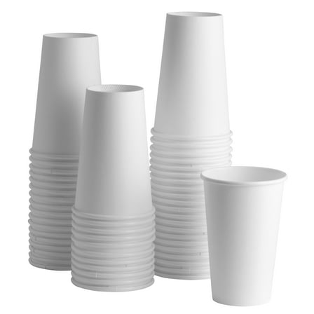 GUSTO 16 Oz White Paper Cups Disposable Coffee Cups To Go Cups, 100-Pack