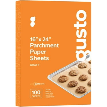 GUSTO 16x24in Kraft Unbleached Parchment Paper Sheets Baking Supplies, 100-Pack