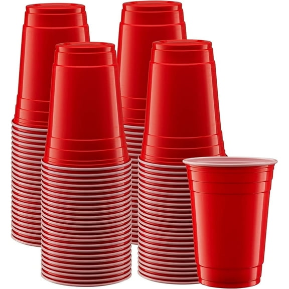 GUSTO 18 Oz Plastic Red Cups for Party Disposable Drinking Cups, 100-Pack