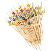 GUSTO [200 Count] Cocktail Picks & Food Toothpicks - 4.7 Inch Wooden Pick Skewers for Drinks & Appetizers - Fancy Assorted Colored Pearl