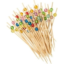 GUSTO [200 Count] Cocktail Picks & Food Toothpicks - 4.7 Inch Wooden Pick Skewers for Drinks & Appetizers - Fancy Assorted Colored Pearl