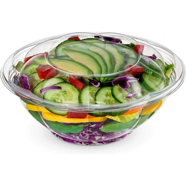 ● saladbowls ● CLING BAG ★25SS Comfy Package 24 Oz Disposable Salad Bowls with Lids, Meal