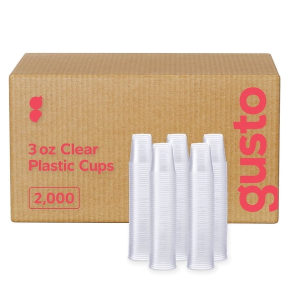 GUSTO 3 Oz Clear Plastic Cups Disposable Drinking Cups, 2000-Pack