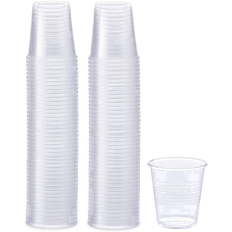 Gusto 3 oz Clear Small Plastic Cups Disposable Mouthwash, Espresso Cups, 100-Pack