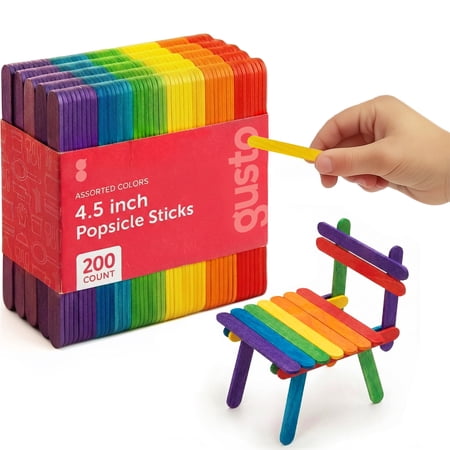 GUSTO 4.5" Colored Craft Sticks, Assorted Color Popsicle Sticks, Small Craft Sticks for Arts, DIY Projects & School Supplies 200 Count price history and forecast - GUSTO 113004