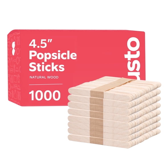 GUSTO 4.5" Wooden Craft Sticks, Natural Wood Color Popsicle Sticks, Small Craft Sticks for Arts, DIY Projects & School Supplies 1000 Count