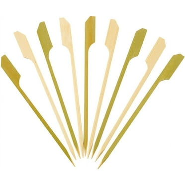 GUSTO 4.7" Paddle Bamboo Picks Wood Skewers for Appetizers, 100-Pack