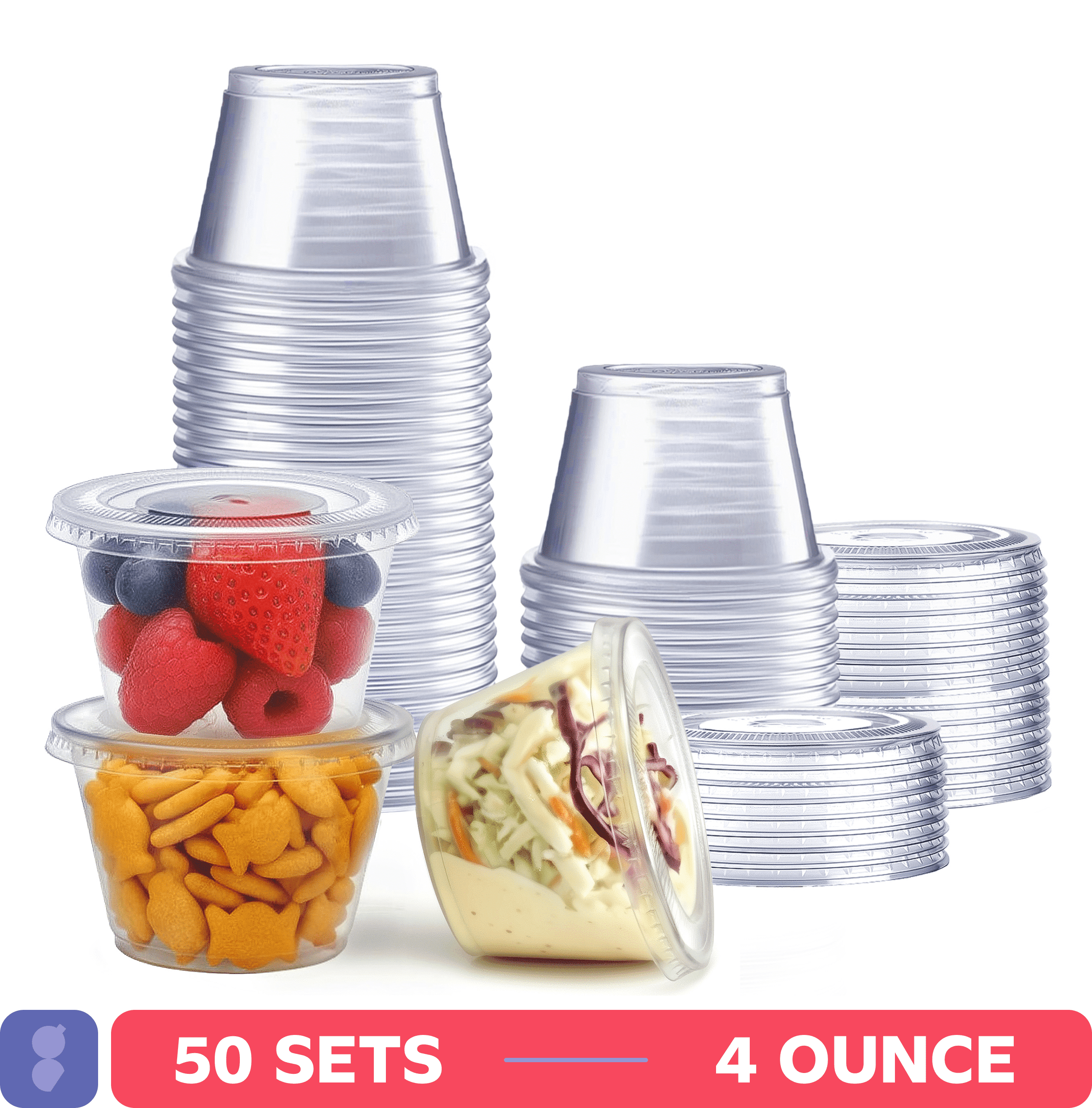 GUSTO 4 oz Clear Plastic Souffl Cups with Lids, Small Portion Containers,  50-Pack - Walmart.com