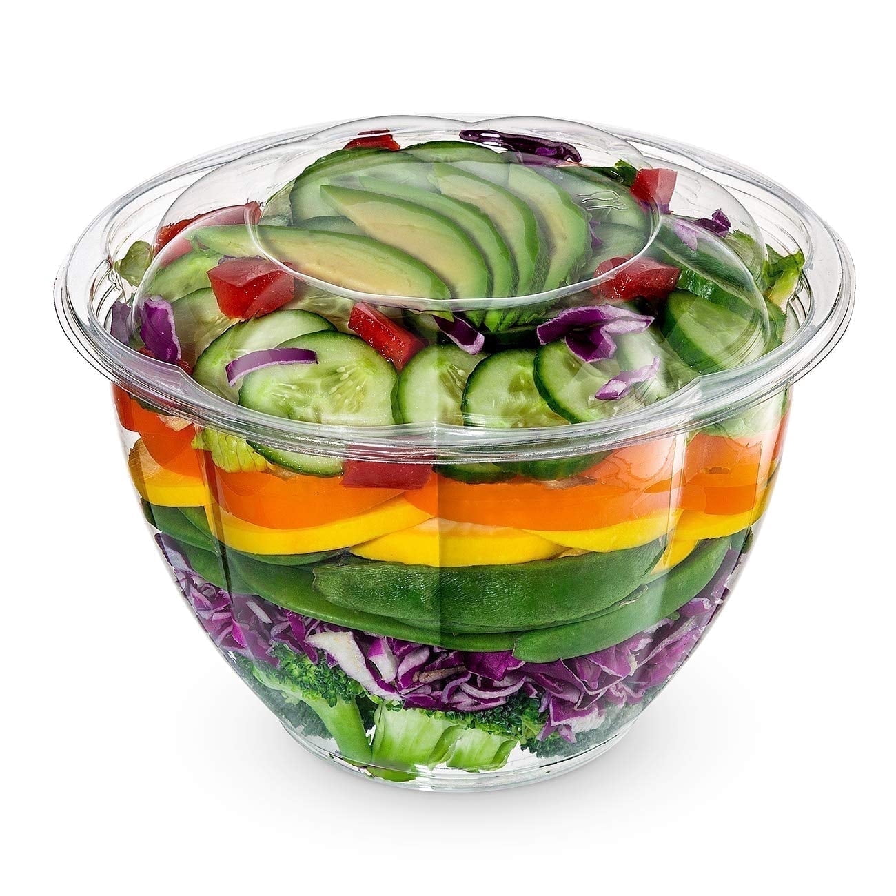 GUSTO, Disposable Salad Bowls, 48 Oz, 50-Pack with Lids - Walmart.com