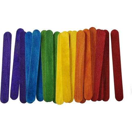 GUSTO 6" Colored Popsicle Stick Set Wooden Sticks for Crafts, Assorted 100-Pack