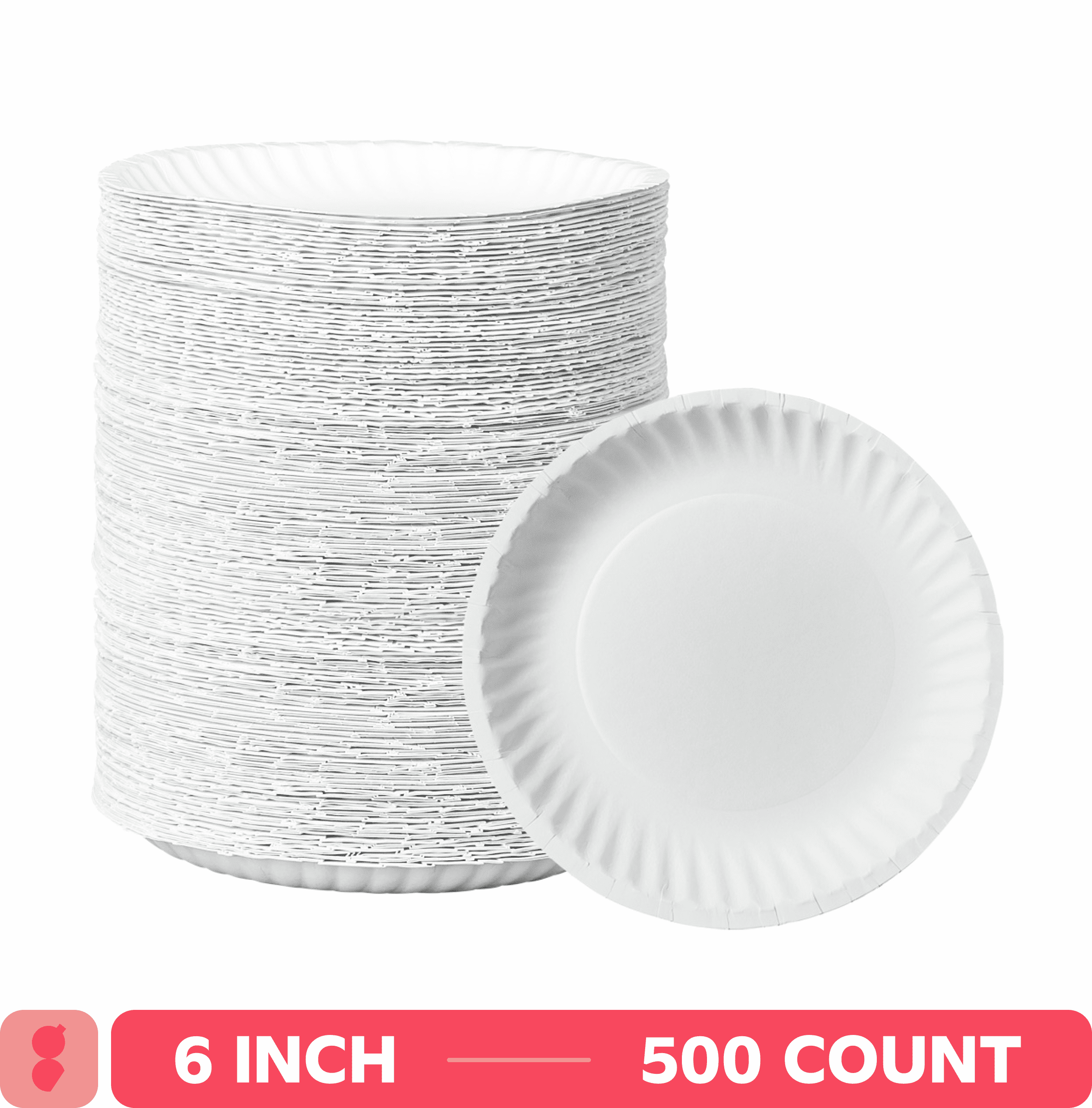 GUSTO 6" Disposable Paper Plates Decorative Craft Paper Plates, 500-Pack