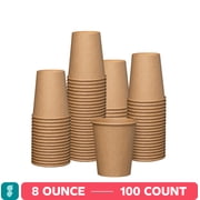 GUSTO 8 oz Kraft Paper Cups Disposable Coffee Cups Unbleached, 100-Pack