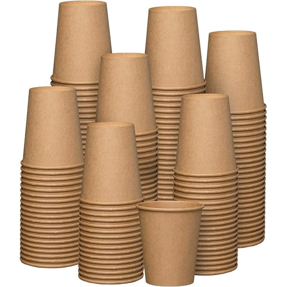 GUSTO 8 oz Kraft Paper Cups Disposable Coffee Cups Unbleached, 300-Pack