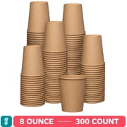 GUSTO 8 oz Kraft Paper Cups Disposable Coffee Cups Unbleached, 300-Pack