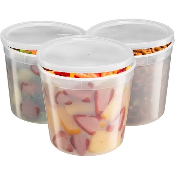 GUSTO Plastic Deli Containers with Lids 10 Set, 86oz Food Storage Containers, Leakproof, BPA Free, Microwave Freezer Dishwasher Safe for Soup, Meal Prep Containers