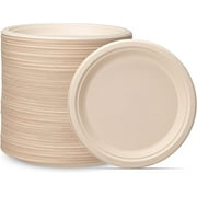 GUSTO 9 Inch Paper Plates Heavy Duty Compostable Plates, 250-Pack