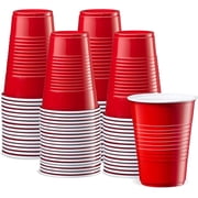 GUSTO 9 Oz Plastic Cups Disposable Drinking Party Cups, Red 50-Pack