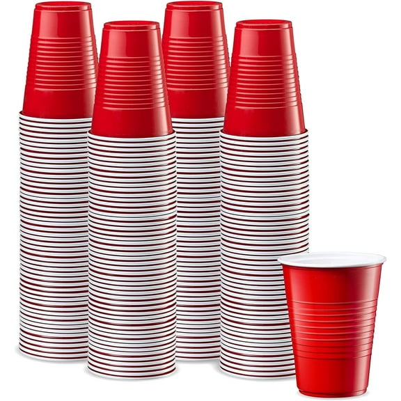 GUSTO 9 Oz Plastic Cups for Party Disposable Cups, Red 240-Pack