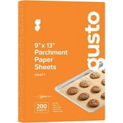 GUSTO 9x13in Kraft Unbleached Parchment Paper Sheets Baking Supplies, 200-Pack