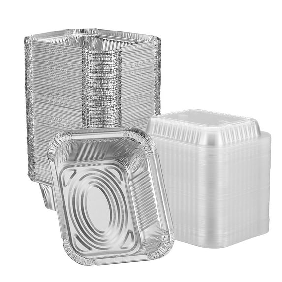 GUSTO Aluminum Foil Pans Disposable Food Containers with Lids, 5" x 4" 100-Pack