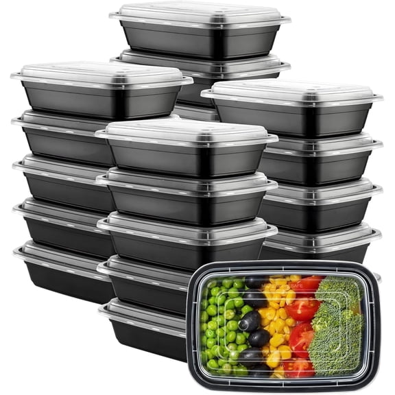 GUSTO 24 Oz, Bento Box Meal Prep Containers with Lid 1 Compartment, 50-Pack