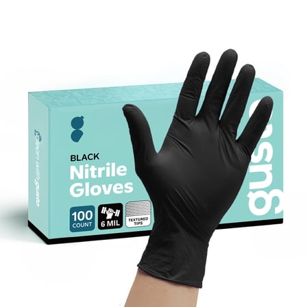 GUSTO Black Disposable Nitrile Gloves for Food Prep Latex Free Glove, 100-Pack Small