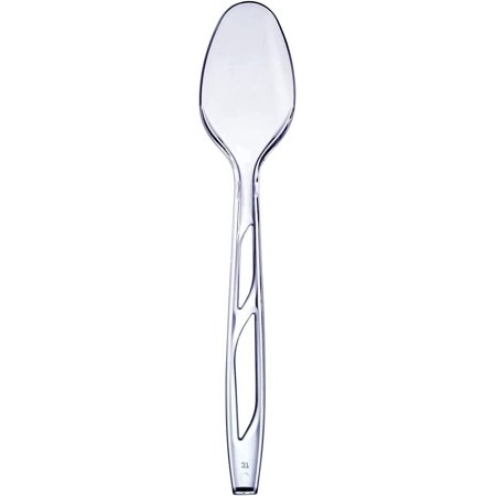 GUSTO Clear Heavyweight Plastic Spoons Heavy Duty Disposable Silverware, 50-Pack