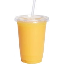 GUSTO Clear Plastic Cups 10 Oz Disposable Coffee Cups with Lids, 100-Pack