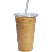 GUSTO Clear Plastic Cups 24 oz Disposable Coffee Cups with Lids, 50-Pack