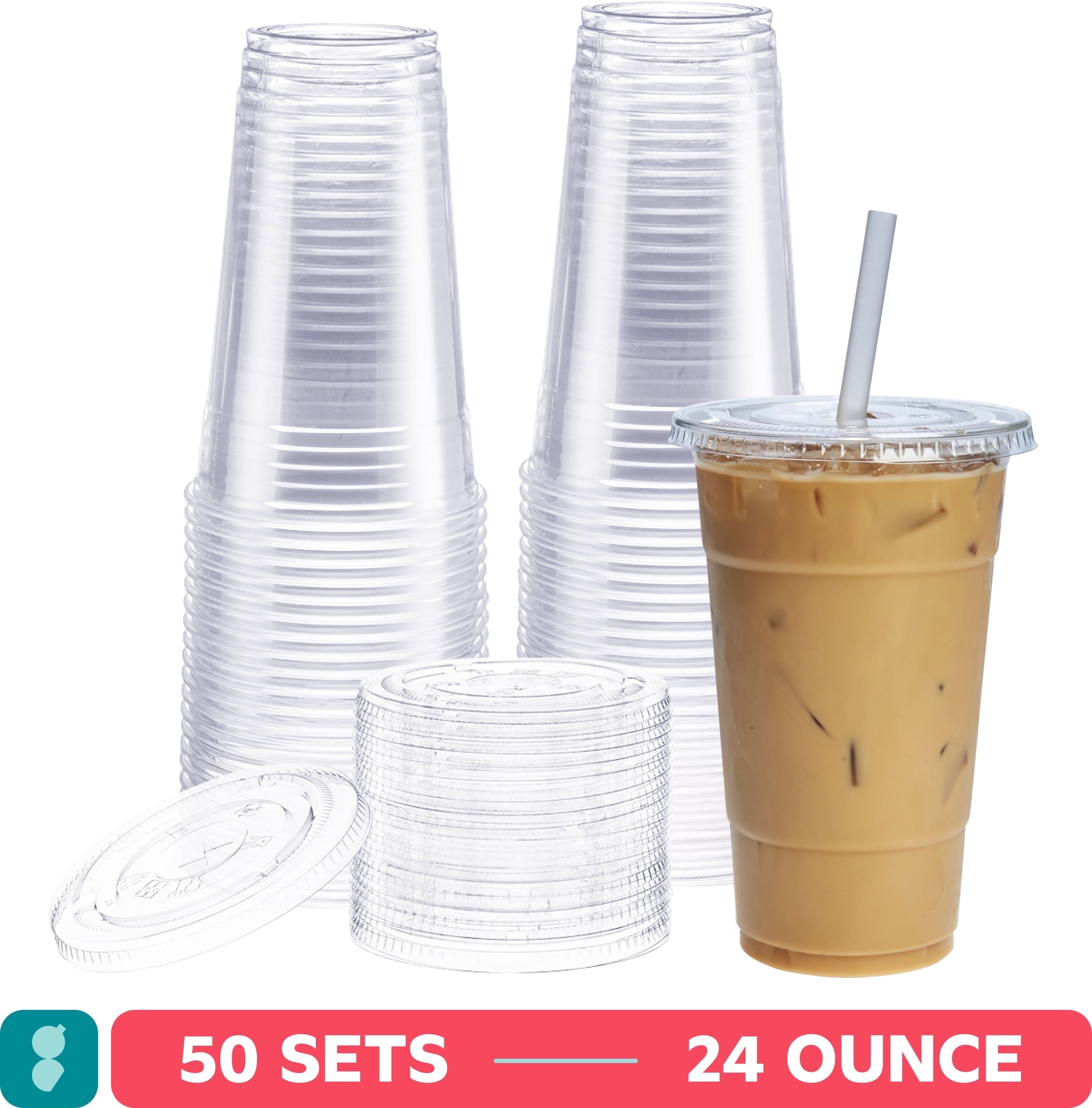 Comfy Package 12 Oz Clear Plastic Cups, Cold Drink Cover, Disposable Coffee  Cups with Lids, 50-Pack - Walmart Business Supplies