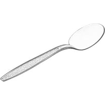 GUSTO Clear Soup Spoons Plastic Silverware Heavy Duty Disposable Cutlery, 100-Pack