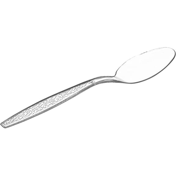 GUSTO Clear Tea Spoon Plastic Silverware Heavy Duty Disposable Cutlery, 300-Pack