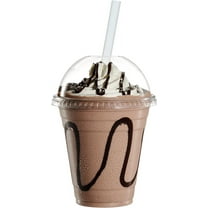 GUSTO Crystal Clear Disposable Cups 12 Oz Plastic Cups with Dome Lids, 50-Pack