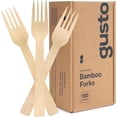 thumbnail image 1 of GUSTO Disposable Bamboo Forks, Biodegradable Cutlery Utensils, 100-Pack, 1 of 7