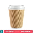 thumbnail image 1 of GUSTO 12 oz Disposable Coffee Cups with Lids, Insulated Paper Cups, 50 Count, 1 of 6