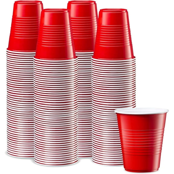 GUSTO Disposable Cups 12 Oz Plastic Cups for Party, Red 240-Pack