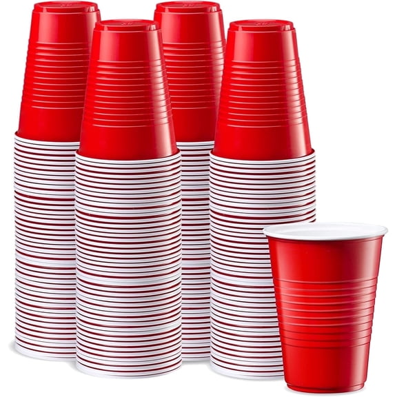 GUSTO Disposable Cups 16 Oz Plastic Cups for Party, Red 240-Pack