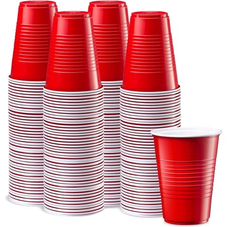 GUSTO Disposable Cups 16 Oz Plastic Cups for Party, Red 240-Pack