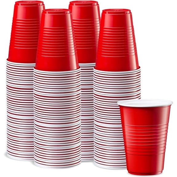 GUSTO Disposable Cups 12 Oz Plastic Cups for Party, Red 240-Pack