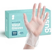 GUSTO Disposable Vinyl Gloves Food Grade Latex-Free Clear, 100-Pack Medium