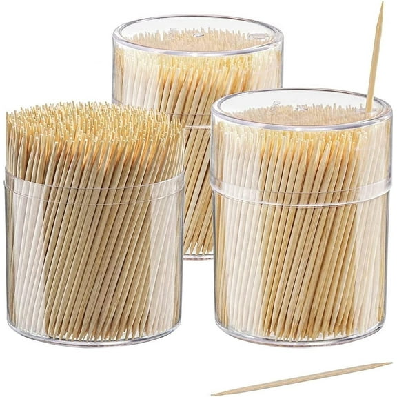 GUSTO Double-Point Bamboo Toothpicks Wood Appetizer Skewers, 1500-Pack