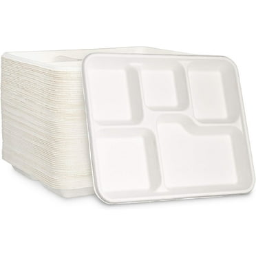 GUSTO Heavy Duty Paper Plates Bulk Rectangular Disposable Dinner Plates, 125-Pack White