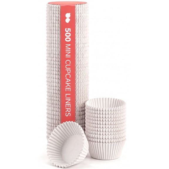 GUSTO Mini Cupcake Liners for Baking Cup Cake Paper Cup Set, 500-Pack White
