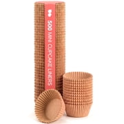 GUSTO Mini Kraft Cupcake Liners for Baking Cup Cake Paper Cup Set, 500-Pack Kraft