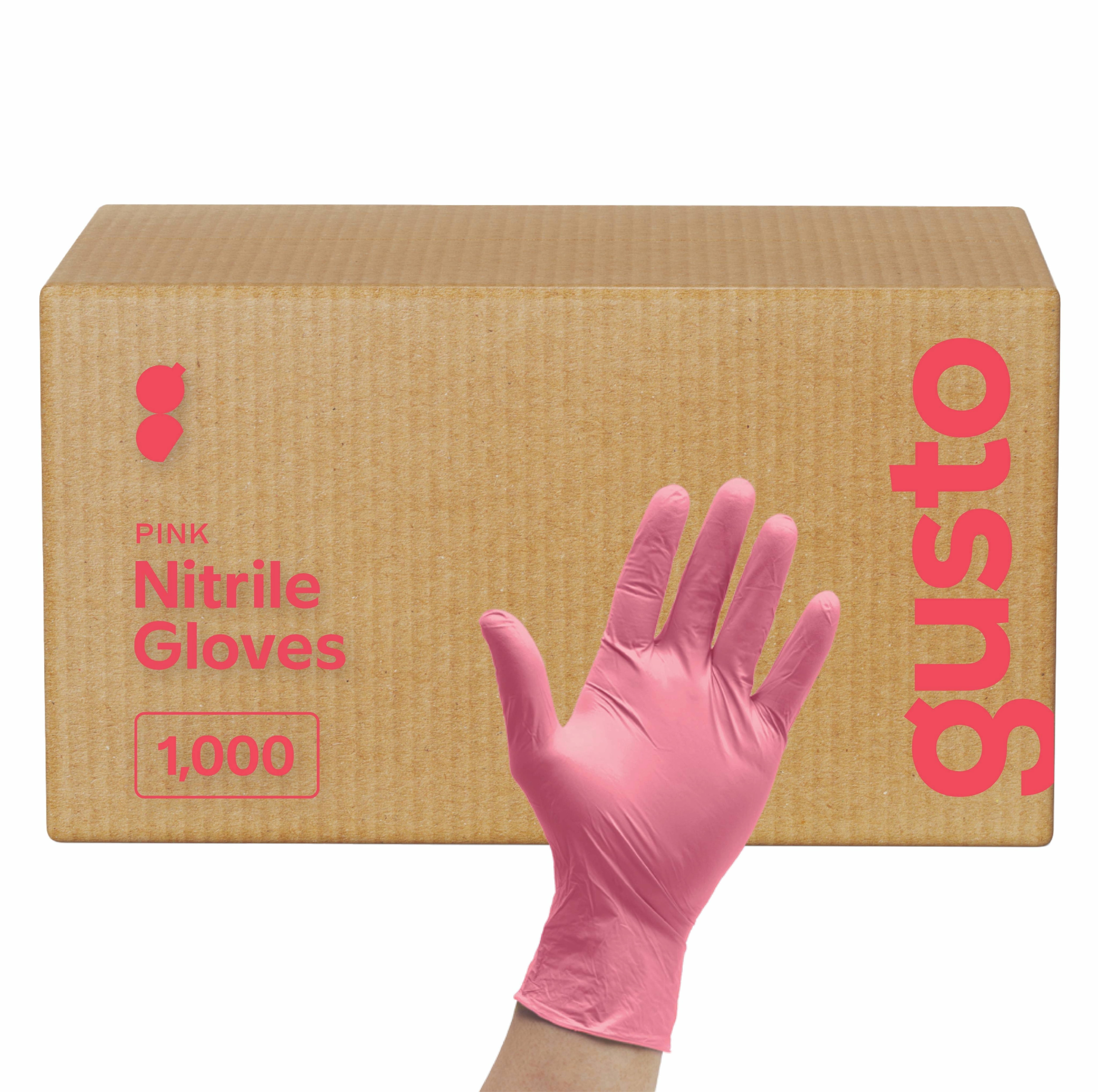 GUSTO Nitrile Disposable Gloves Latex Free and Rubber Free, Pink, Large, 1000-Pack