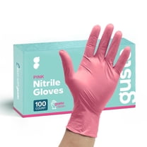 GUSTO Nitrile Disposable Gloves Latex Free and Rubber Free, Pink, Small, 100-Pack