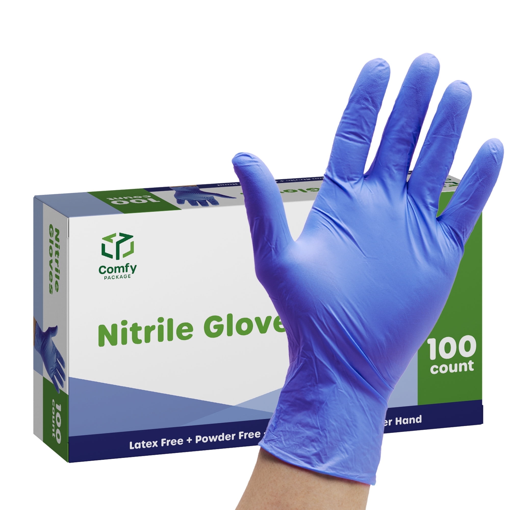 Comfy Package Nitrile Gloves Disposable Latex Free Cleaning Gloves, Large 100-Pack