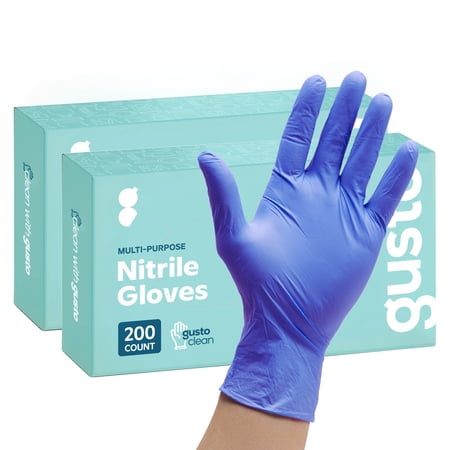 GUSTO Package Nitrile Gloves, Disposable Latex Free Gloves for Cleaning and Food Prep, Small, 200 Count